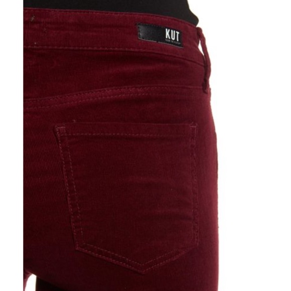Kut From The Kloth Diana Stretch Corduroy Skinny Pants in Burgundy Sz 6 - Picture 4 of 13